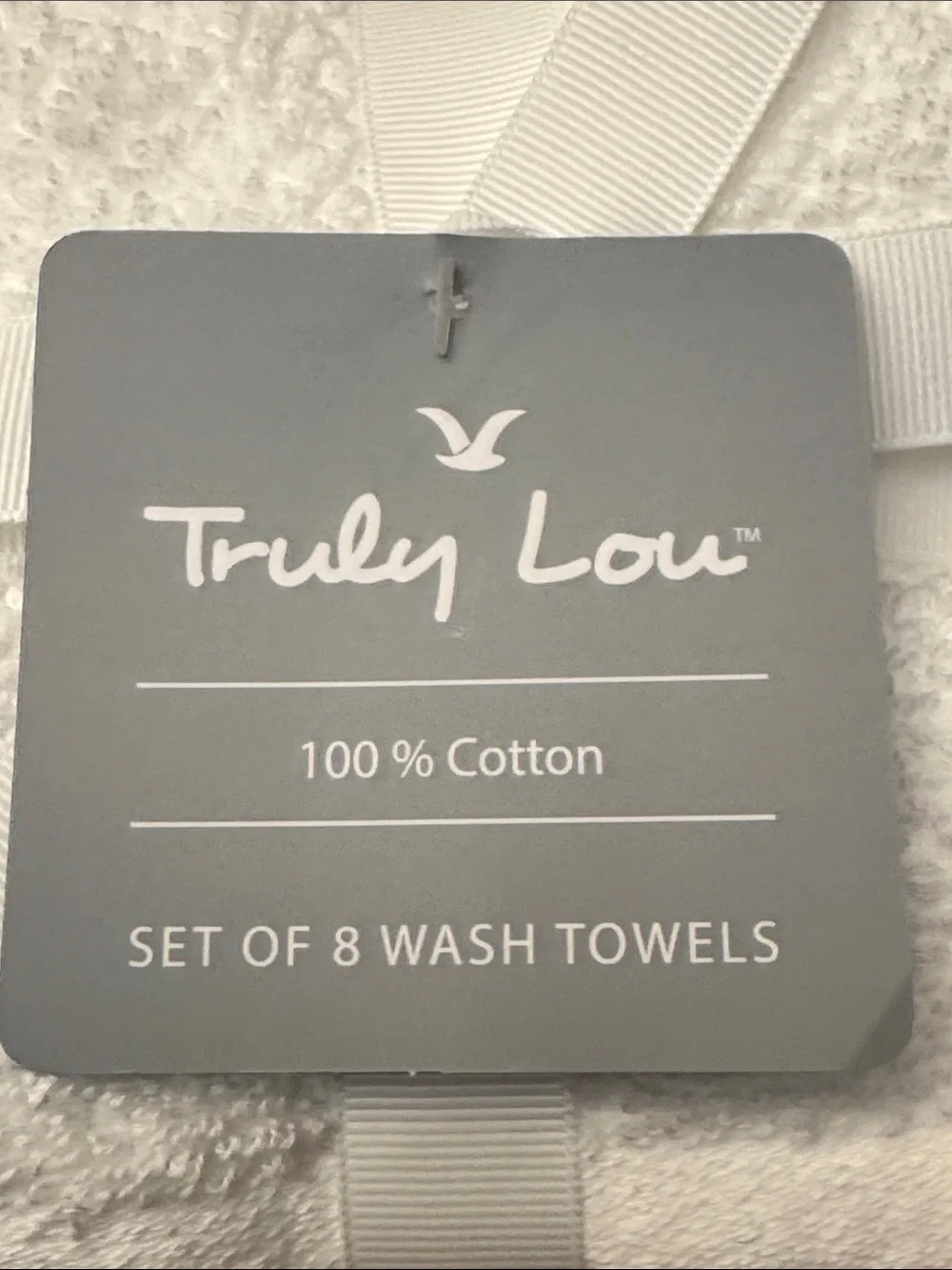 8pc TRULY LOU 💯% Cotton Washcloth Towel Set - 4WT4CAV - White/Black